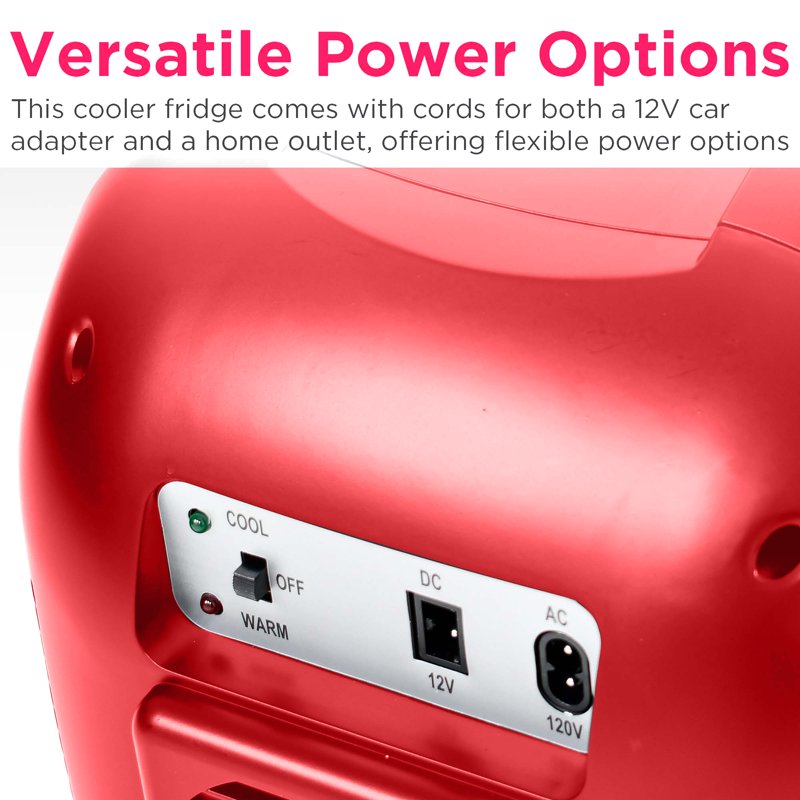 Portable Retro Mini Cooler - 12 Can Capacity, Red