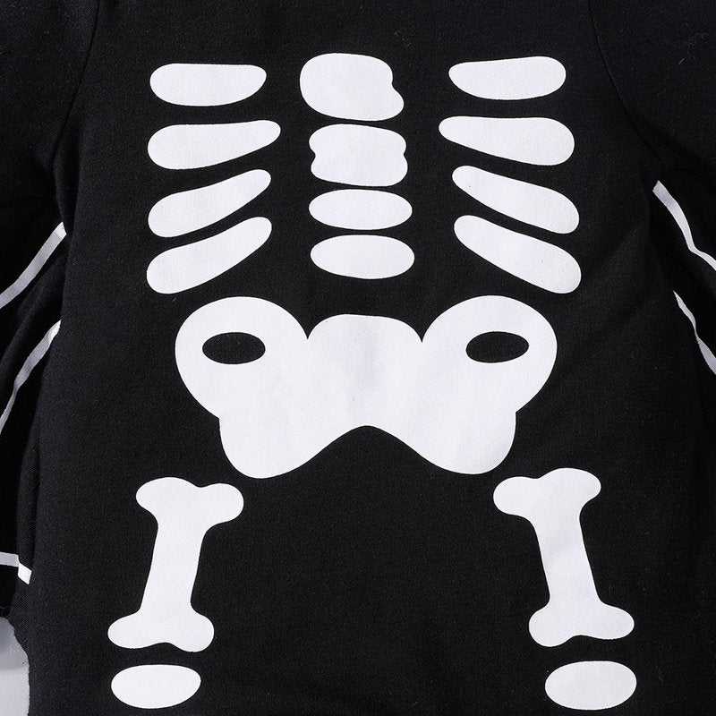 Baby Halloween Skeleton Romper and Hat Set - Newborn 0-3 Months, Black & White