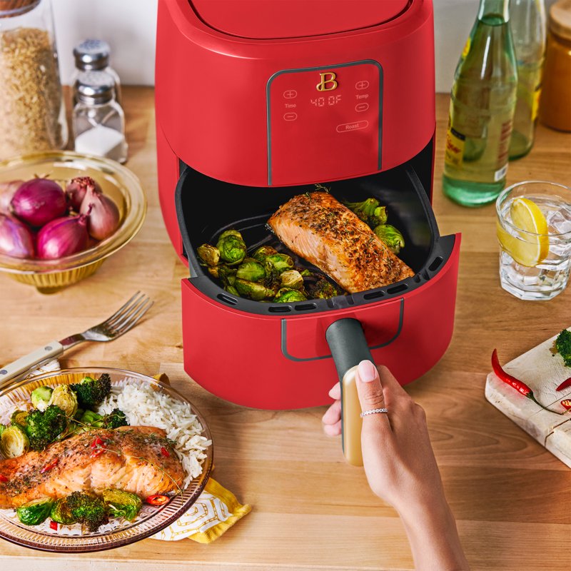 3 Qt Air Fryer with TurboCrisp Technology, Nonstick Ceramic - Tomato Red