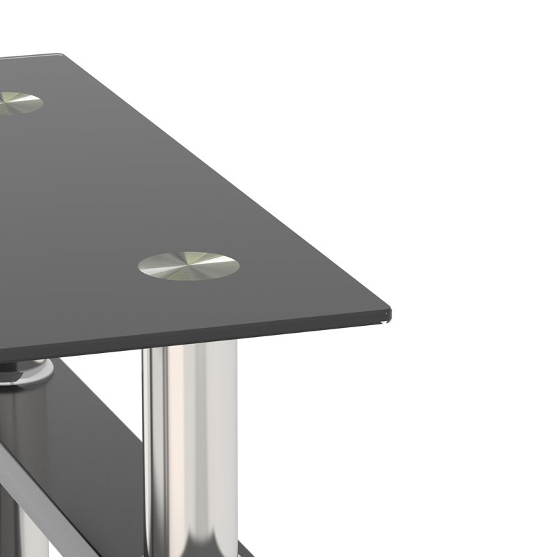 Modern Black Tempered Glass Coffee Table - Square End Table