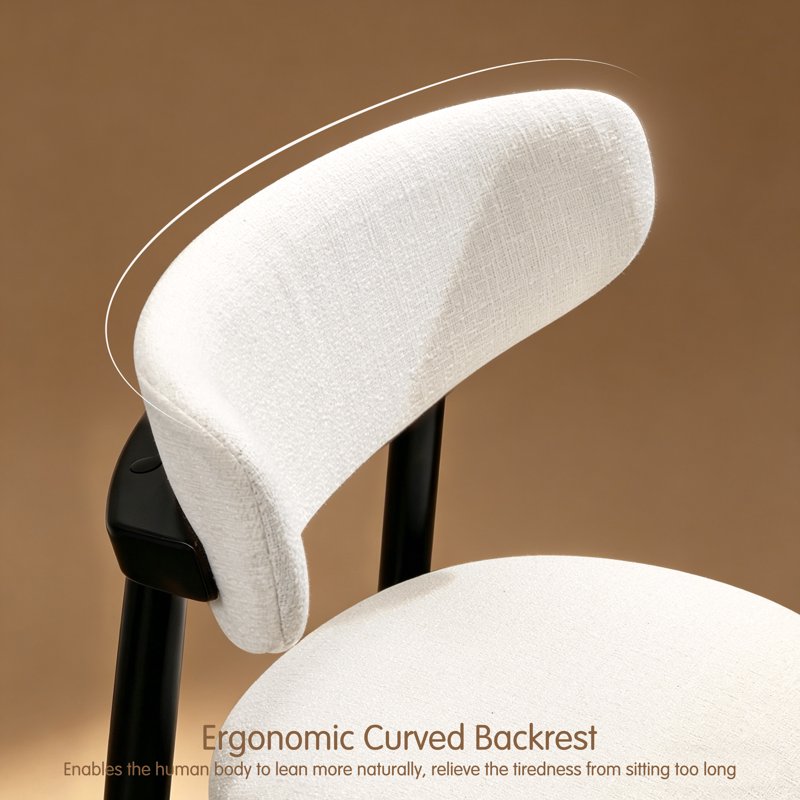 Upholstered Wooden Dining Chair Set of 2 - White/Black