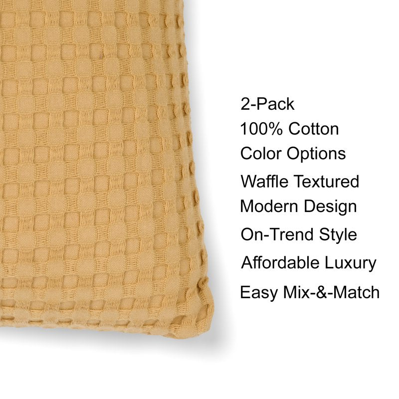 Yellow Waffle Knit Decorative Pillow 18x18 Inches - Mainstays