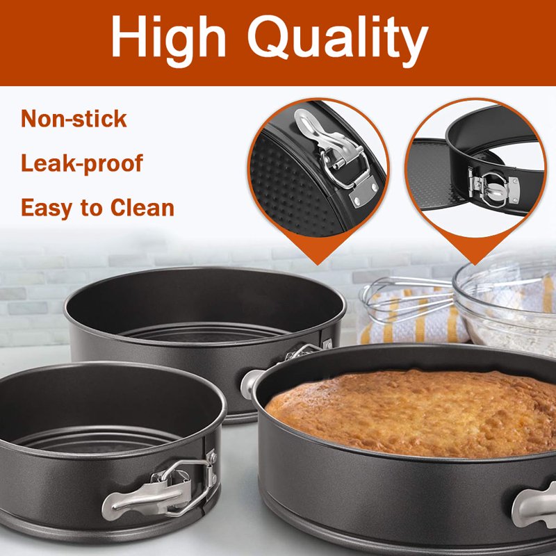 Round Springform Cake Pan Set - 7, 8, 9 Inch Nonstick