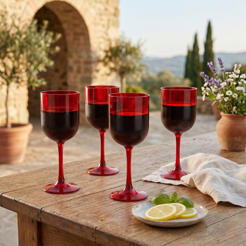 12oz Stemmed Wine Glass Set - Just Feed Me Red - 4 Pieces