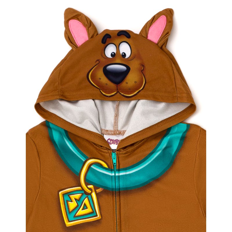 Toddler Scooby Doo Fleece Zip-Up Pajama Coverall - Brown, 2T