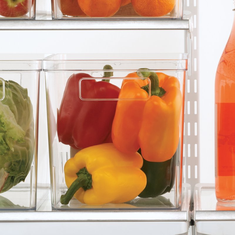 Large Clear Plastic Pantry Storage Bin with Handles - 12x7.5x8 Inches