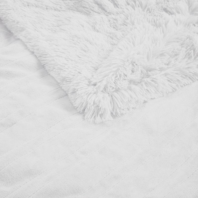 Ivory Serta Leena Shaggy Faux Fur Heated Throw Blanket 50x60 Inch