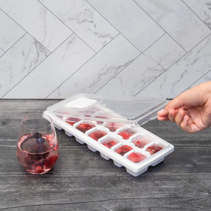 Ice Cube Tray with 14 Molds and Removable Lid - Single