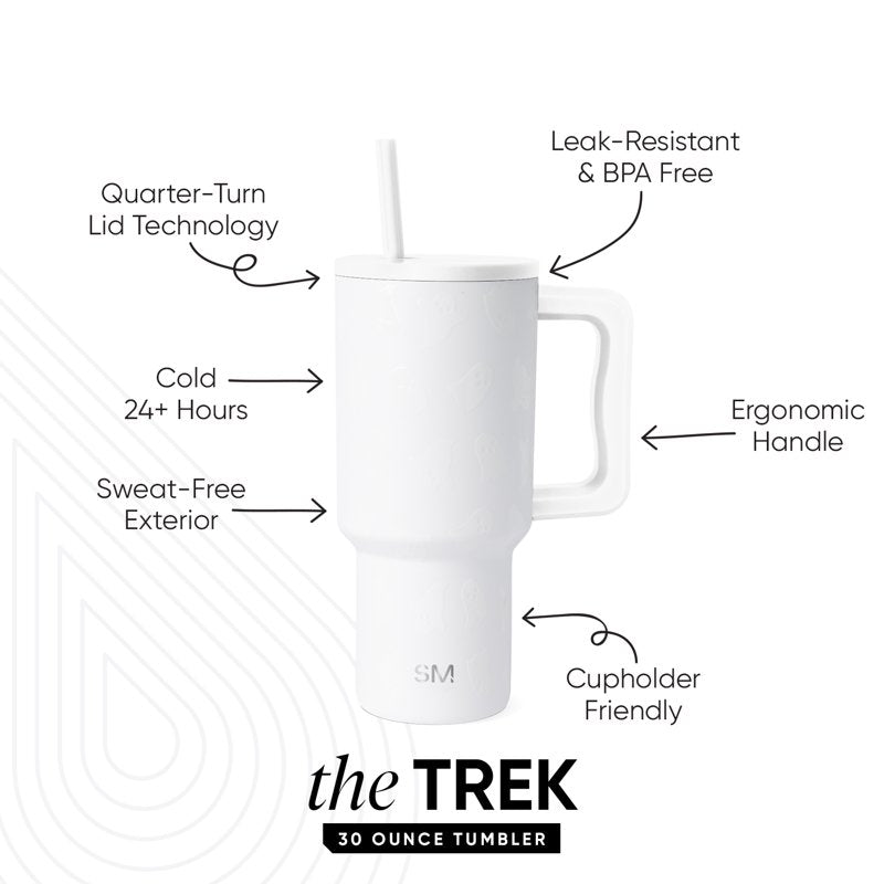 Insulated Stainless Steel Trek Tumbler with Straw Lid - Cute Ghosts
