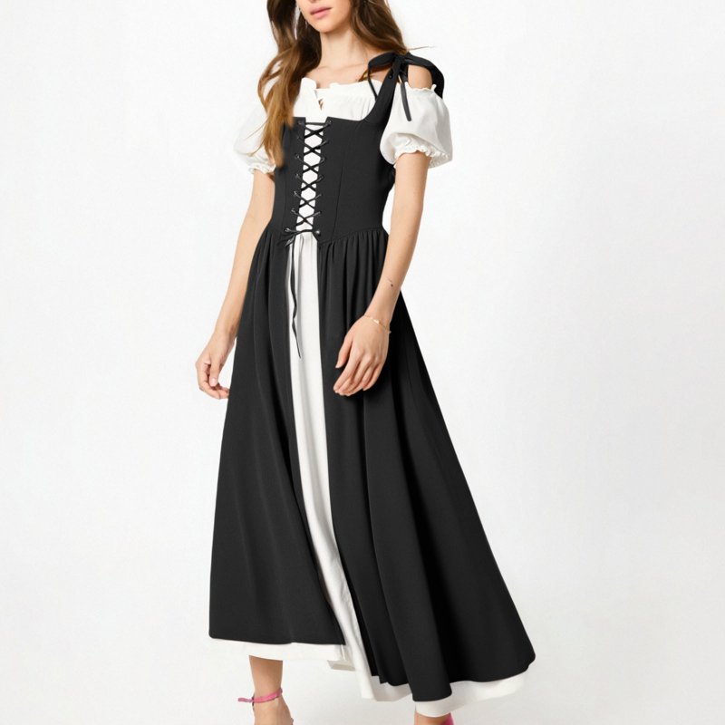 XXL Renaissance Medieval Dress for Women Vintage Costume Black - Pirate & Irish Style
