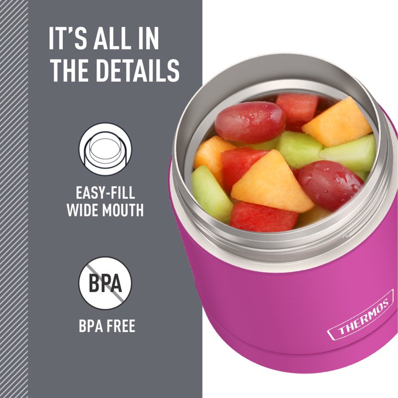 Insulated Food Jar with Handle - 10oz, Pink, Dishwasher Safe