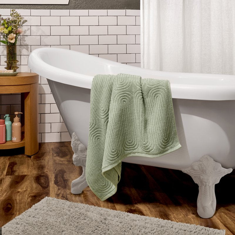 Textured Bath Towel 56x30 Inches - Sage Green, 100% Cotton, Drew Barrymore