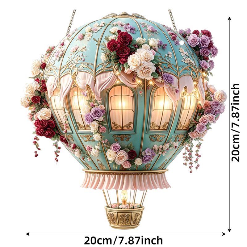 Solar Hot Air Balloon Lantern - Weather-Resistant Outdoor Decor A - 7.87" Acrylic Flame Pendant
