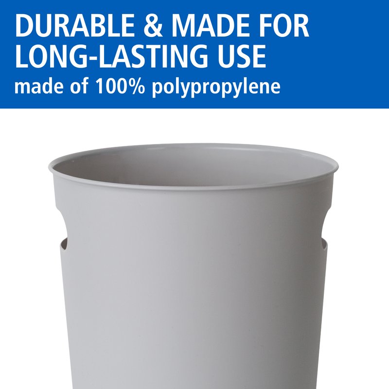 2.64 Gallon Plastic Wastebasket with Cut-Out Handles - Grey