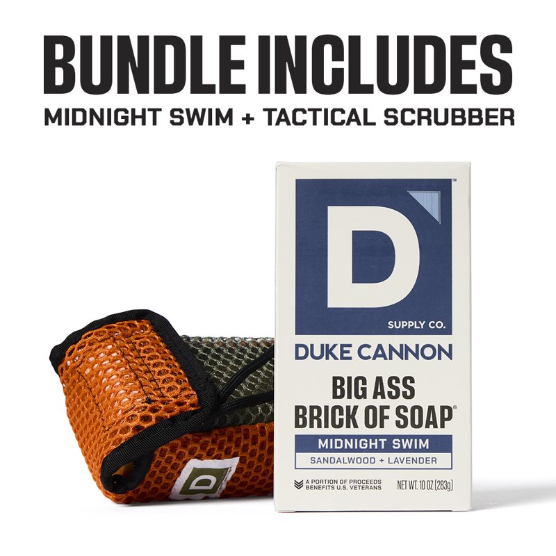Midnight Swim Bar Soap & Tactical Scrubber Bundle Pack