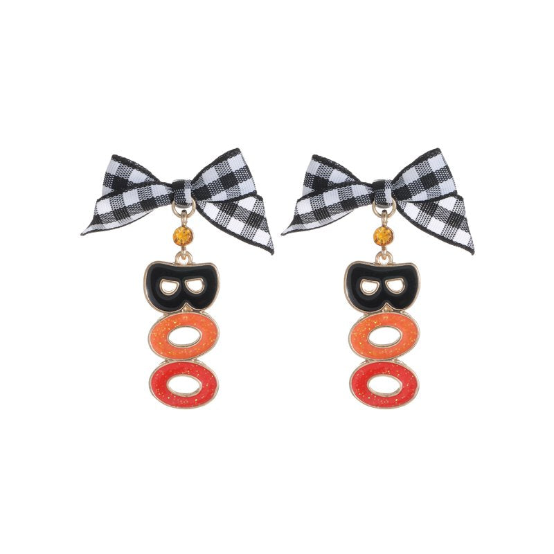 Halloween Drop Earrings - Boo Bow Dangle Earrings for Party & Costume