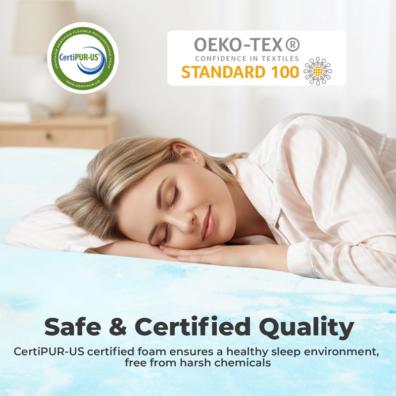 Queen Cooling Gel Memory Foam Mattress Topper - 2 Inches, Back Pain Relief