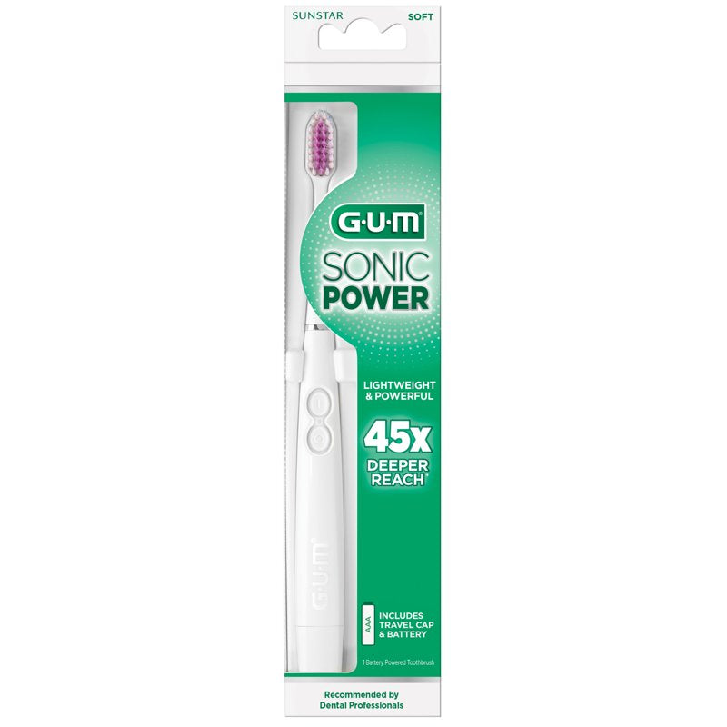 Sonic Battery Powered Toothbrush with Tapered Bristles for Deep Cleaning