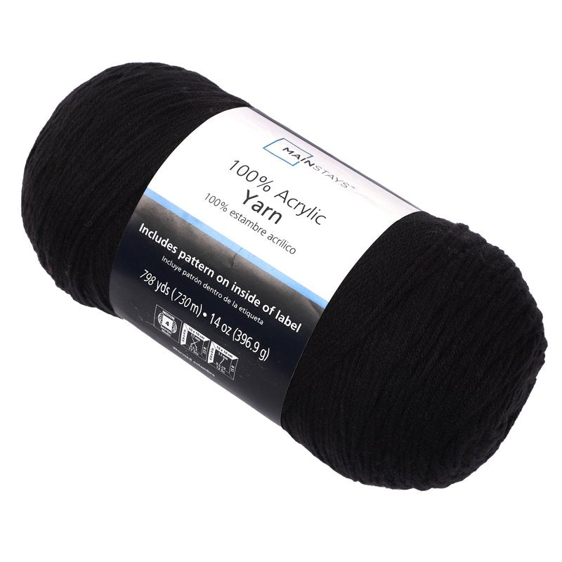 Mainstays Medium Acrylic Yarn - Black Variation 14 Oz 798 Yards for Knitting & Crochet