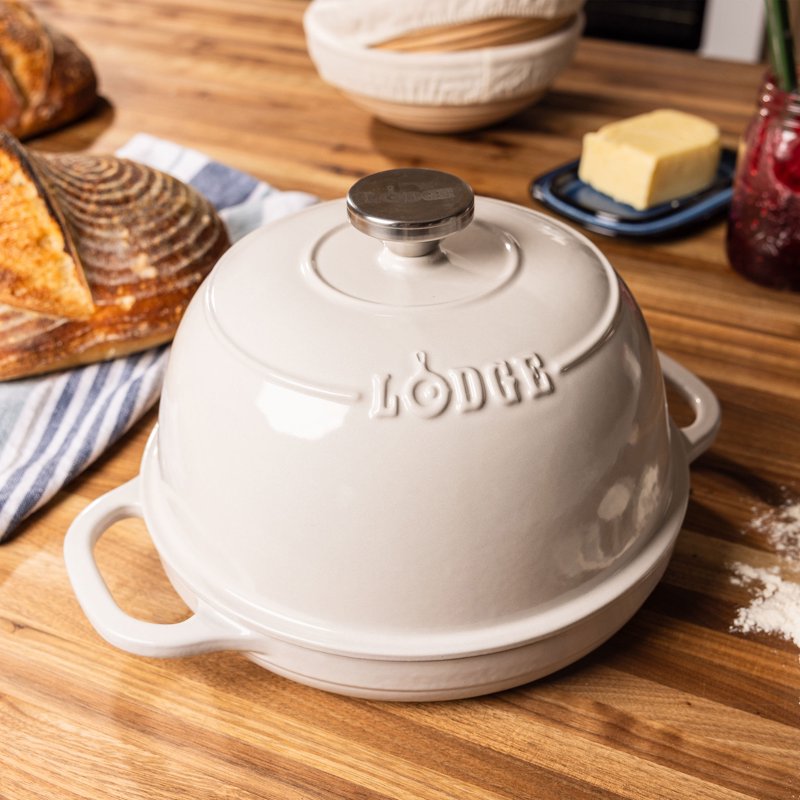 9.5-Inch Enamel Cast Iron Bread Oven - Oyster White