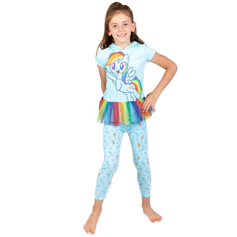 Light Blue My Little Pony Girl's Cosplay T-Shirt & Leggings Set - 7-8