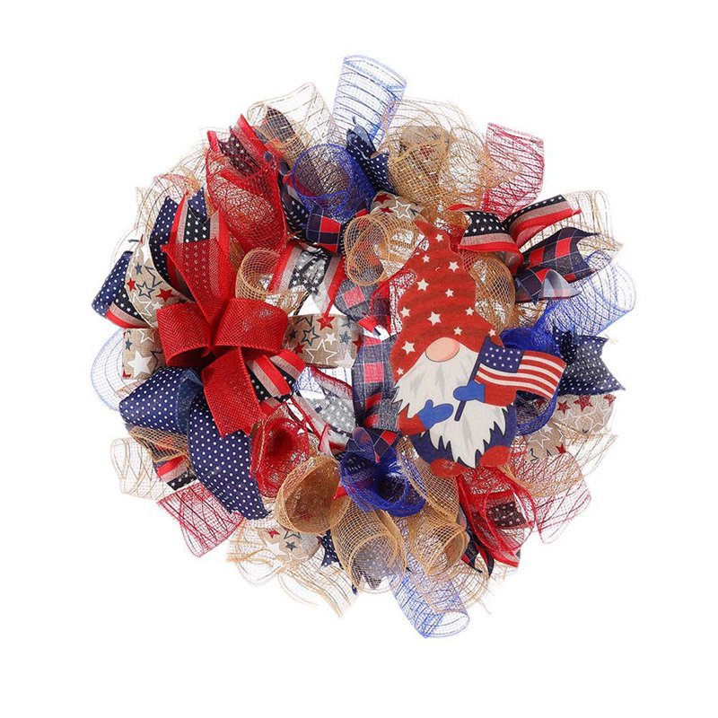 Nkmbld 4th of July Patriotic Wreath - Red White Blue for Front Door & Outdoors (Variation A)