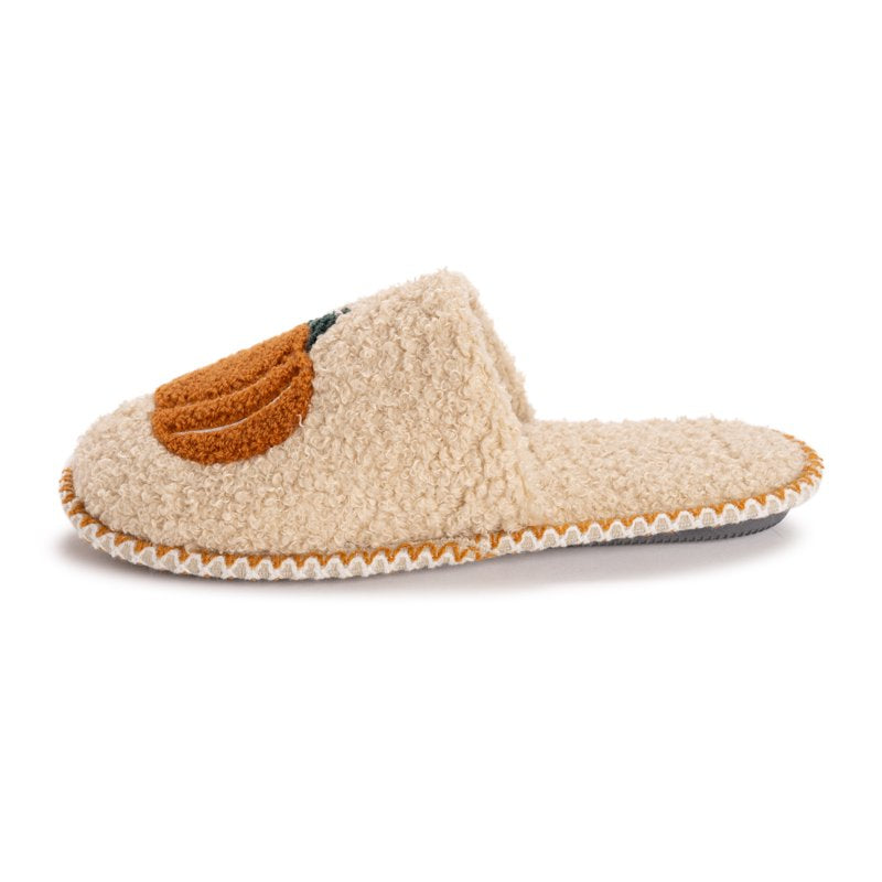 Women's Punch Needle Slippers - Fall Halloween Novelty Scuff Shoes - Classic Pumpkin S (5-6)