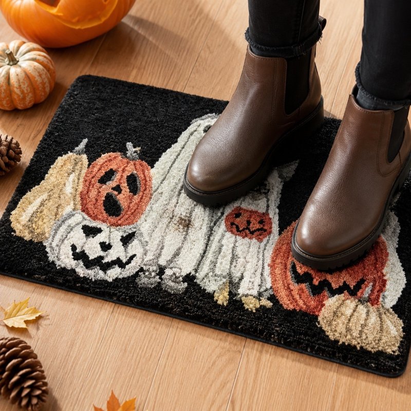 Halloween Doormat Non Slip Outdoor Entrance Rug Spooky Gothic Welcome Mat