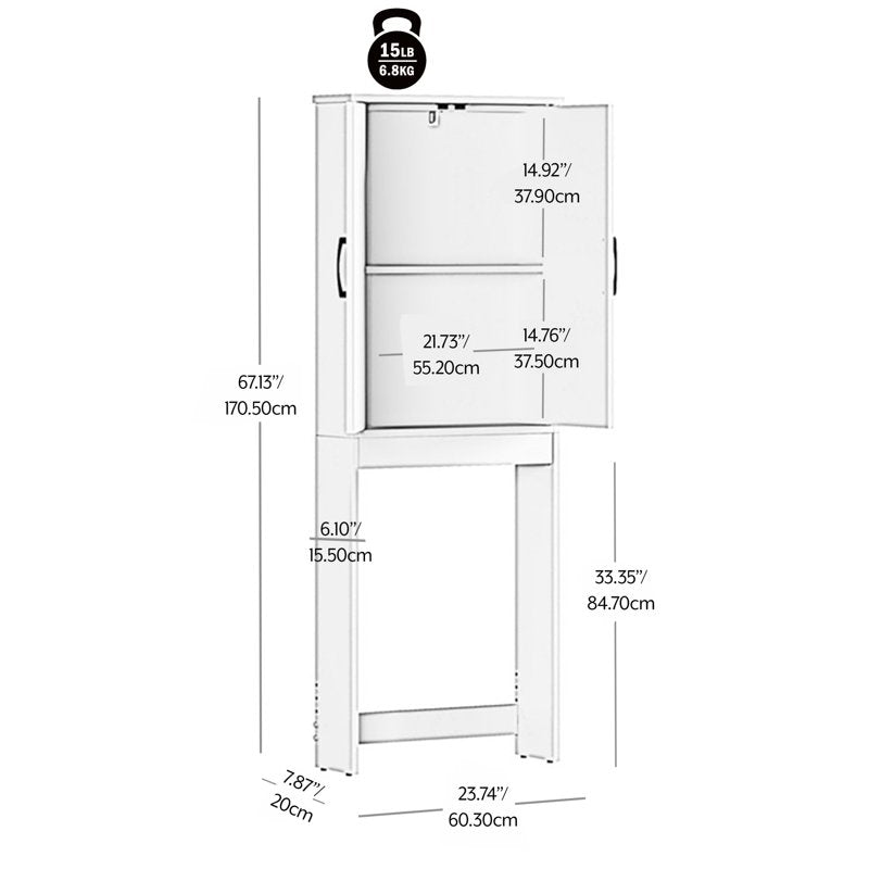Over-the-Toilet Bathroom Storage Cabinet - Gray, 67 Inch Tall, Mainstays Ardent