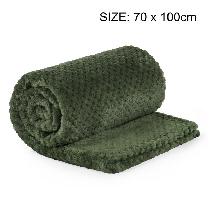 Flannel Fleece Velvet Blanket - 30x40 Inch, Army Green, Soft Warm Throw
