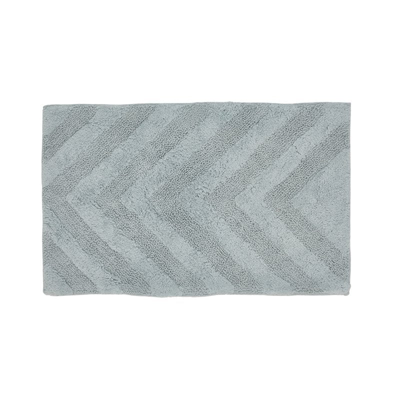 Blue 17x24 Inch Cotton Bathroom Rug - Non-Slip Water Absorbent Bath Mat