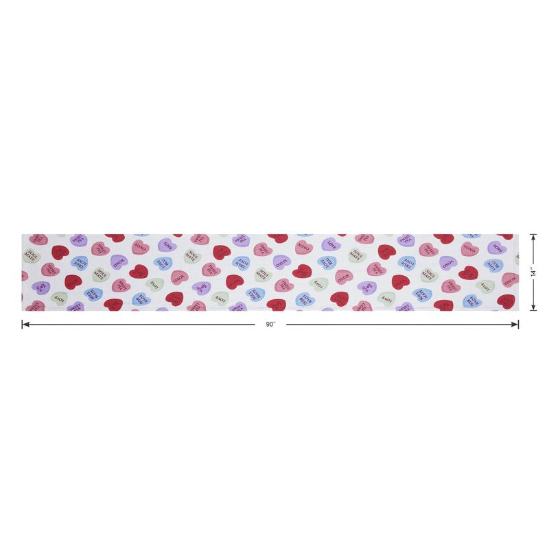 Conversation Hearts Table Runner - 14" x 90" - Cotton