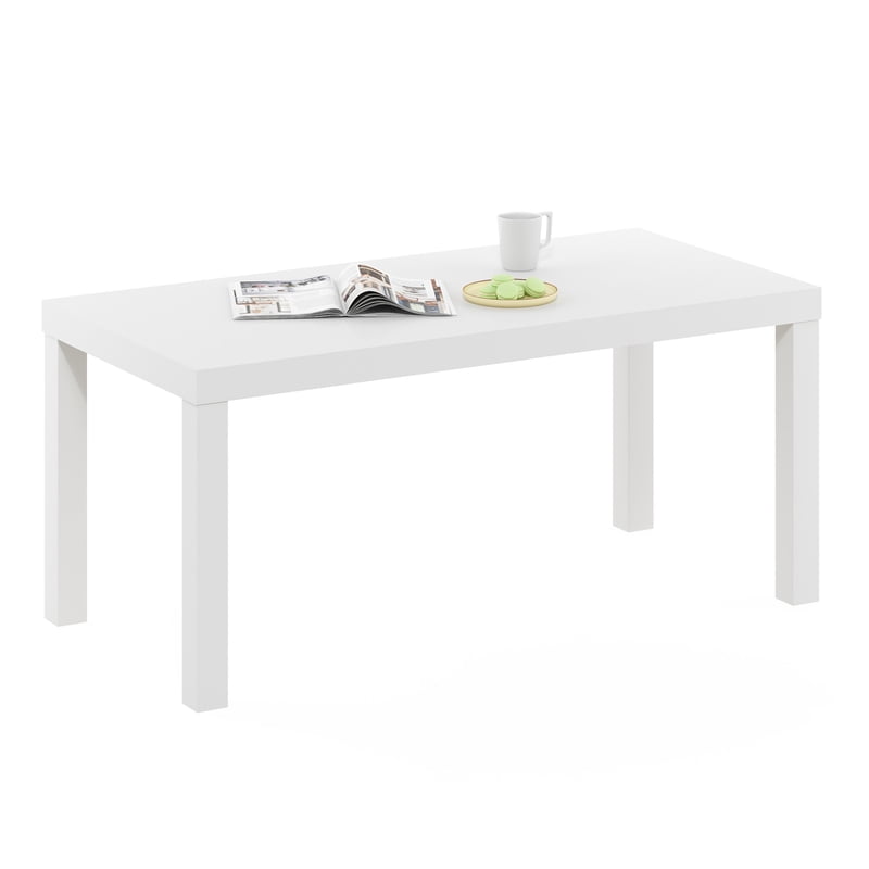 Compact Square Side Table with Storage Shelf - White