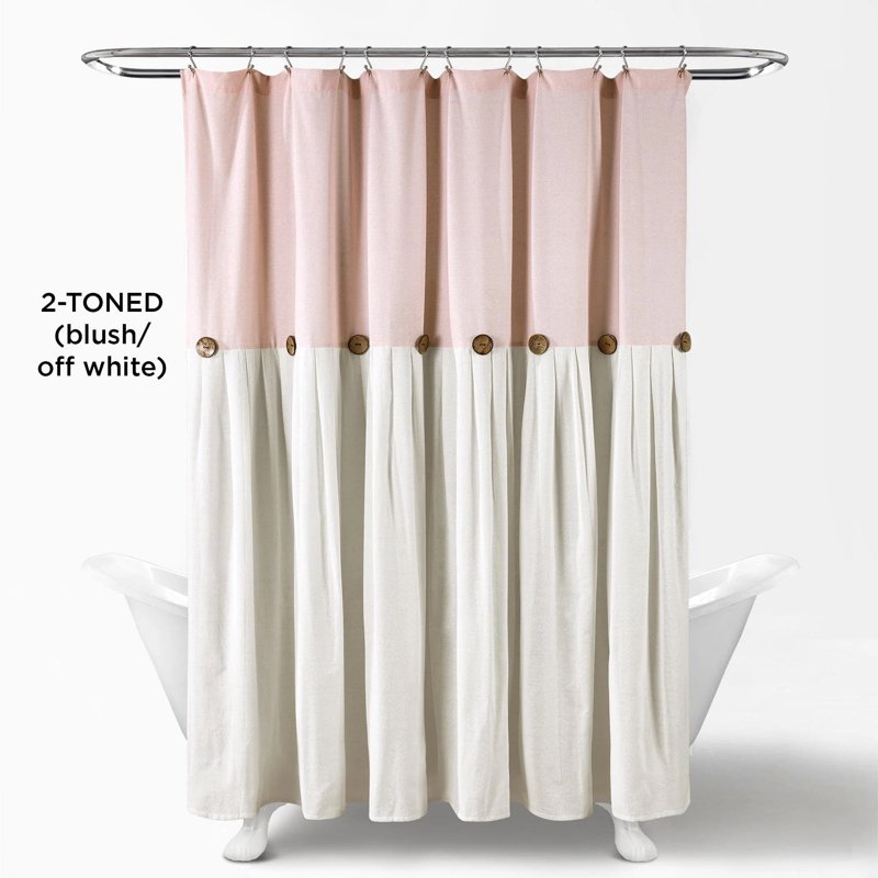 Lush Decor Linen Button Shower Curtain - Off White 72x72 Inches