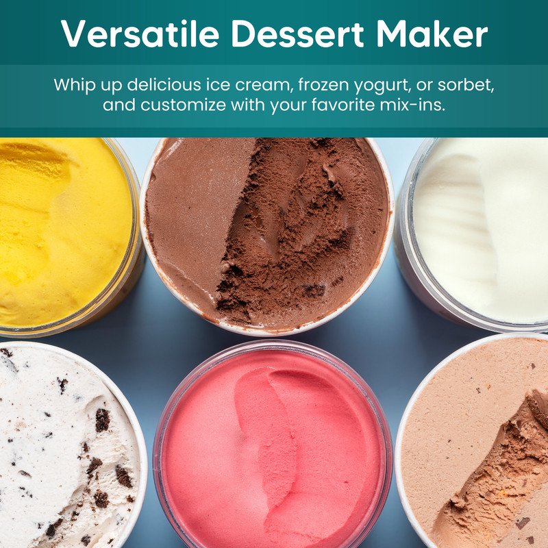 Electric Ice Cream Maker - 1-Pint Quick Freeze Bowl for Homemade Desserts
