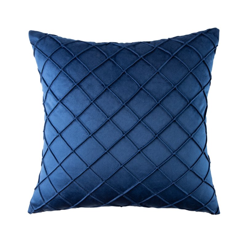 Navy Blue Pleated Velvet Pillow Cover 18x18 Inch Set of 2 - Decorative Cushion Case