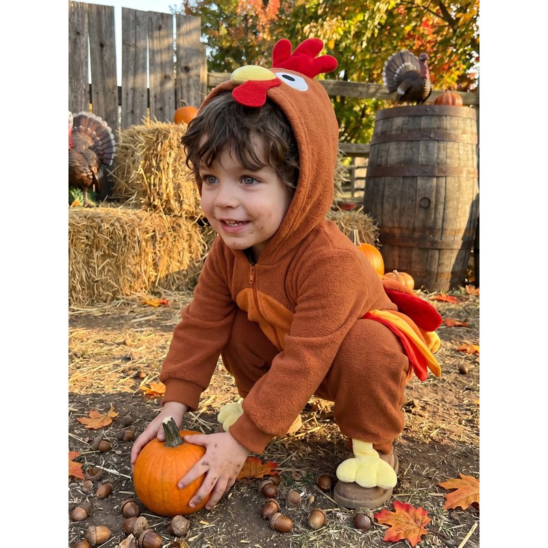 Toddler Baby Girl Boy Thanksgiving Turkey Costume Brown with Legs 6-12 Months