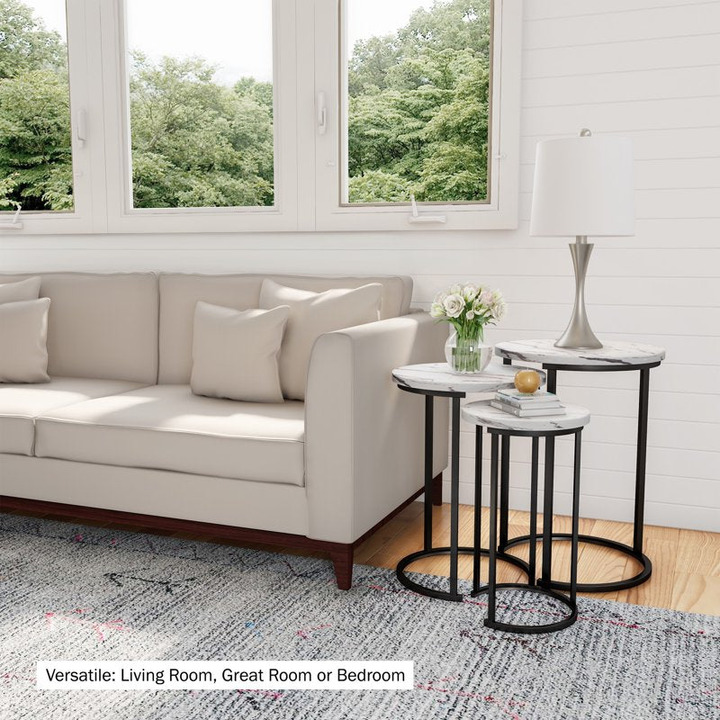 Nesting Side Table Set - 3 Round Accent Tables in Modern Design