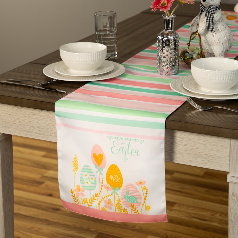 Easter Table Runner - Happy Easter Print - 12x72 Inches
