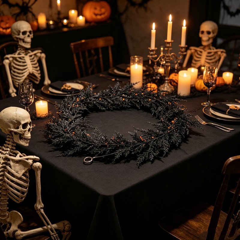 Black Rattan Garland Vines - 70.87in Faux Pine Needle Twig Decor for Holiday & Home