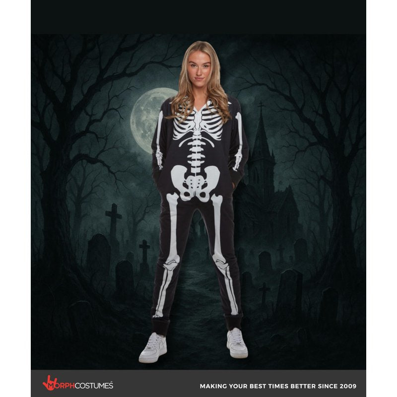 Morph Womens Skeleton Costume Jumpsuit Halloween Adult Large