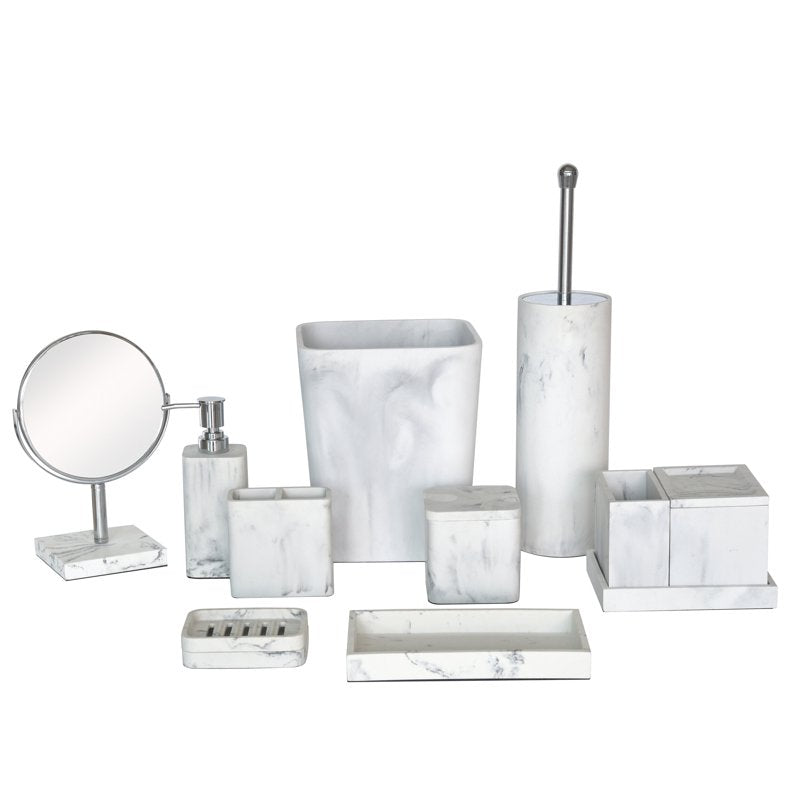 (3 Pack) Faux Marble Vanity Tray - White Bathroom & Vanity Organizer with Removable Drainage Top - Better Homes & Gardens
