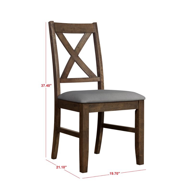 Dining Chair Set of 4 - Brown/Gray X-Back Upholstered Design