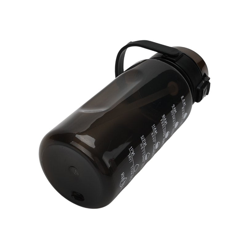 48 oz Black Plastic Water Bottle with Handle & Phone Holder