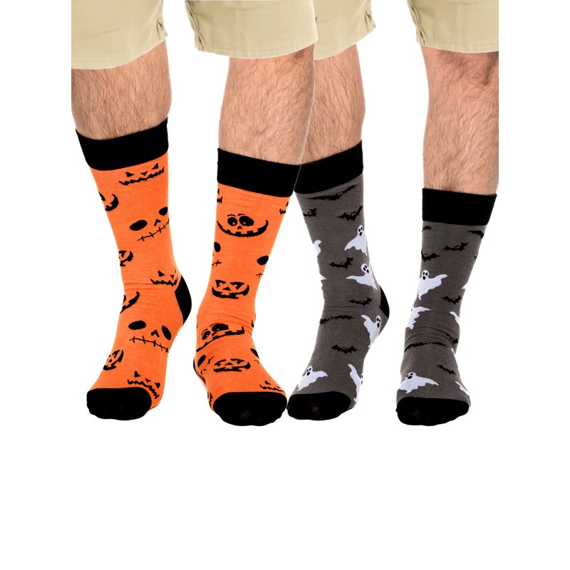 Men's Halloween Socks Set 4 Pairs Spooky Glow-in-the-Dark & Themed Designs