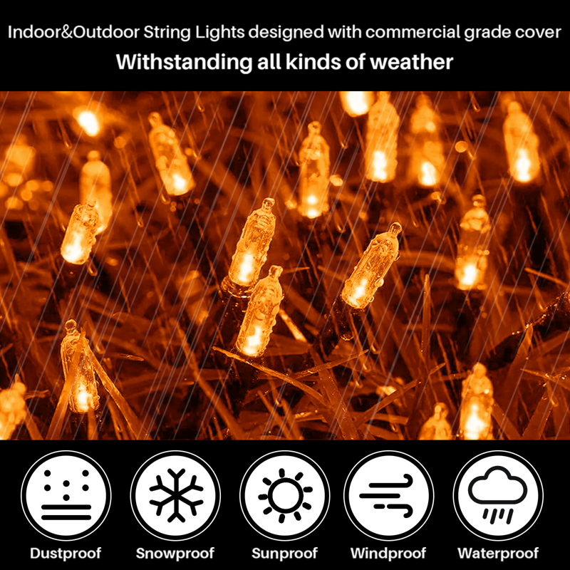 Outdoor Halloween String Lights - 32.5FT 100 LED Waterproof Xmas Decor with 16 Modes