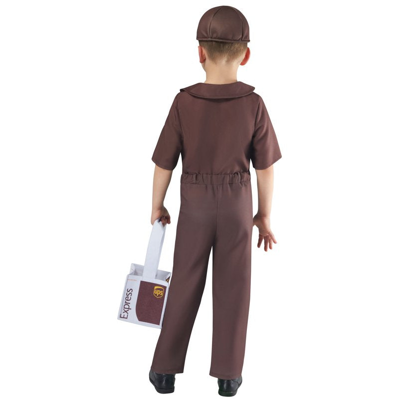 Toddler UPS Delivery Driver Costume 4T with Cap & Package Tote by Rubies