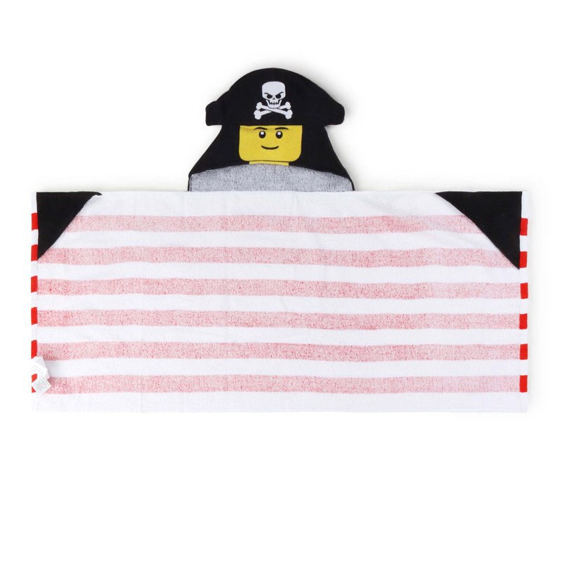 LEGO Pirate Kids Hooded Towel - Cotton, White & Red, 22 x 51 Inches