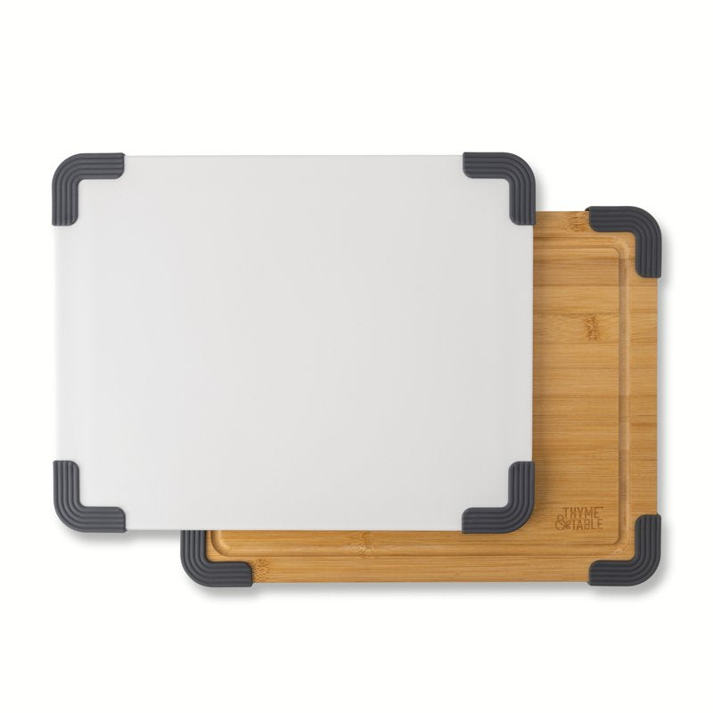 14x11 Inch Polypropylene & Bamboo Cutting Board Set - 2 Pieces