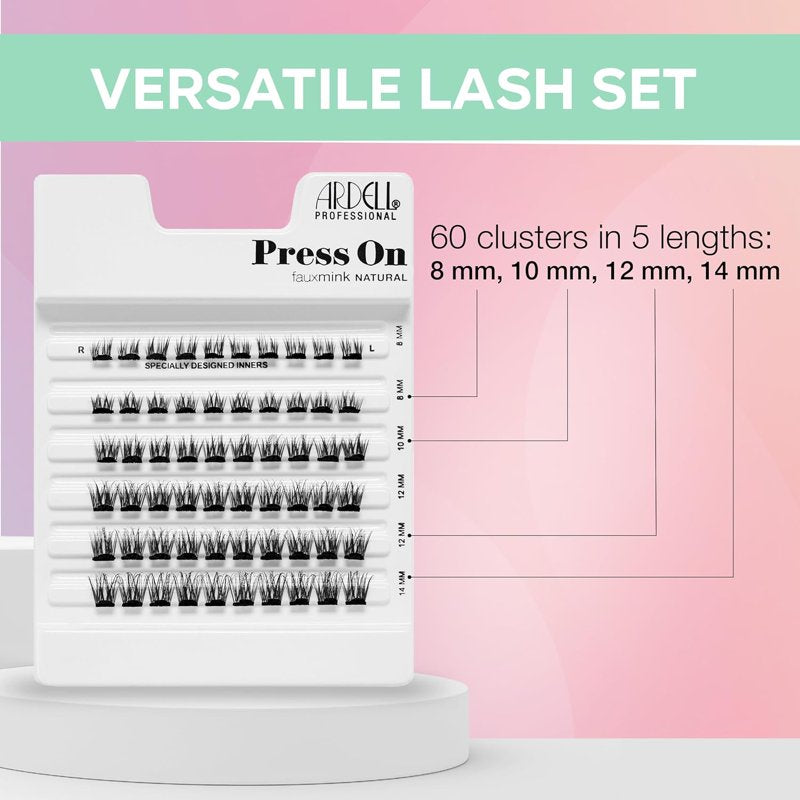 Pre-Glued Faux Mink Lash Clusters - Natural Volume Eyelash Extensions (60 Ct)